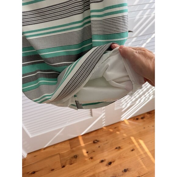 Calvin Klein 16W Sheath Dress Green Gray Stripe Belted Knee Length Lined Career - Picture 6 of 10